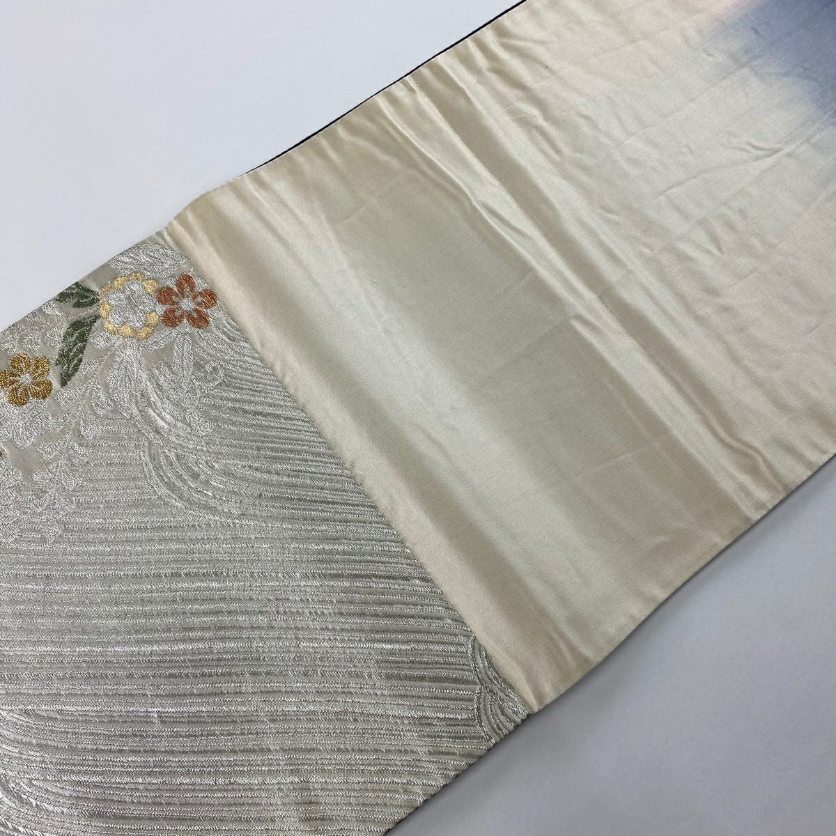 【美品】 袋帶 秀品級 竹子染辻花 流水 金絲 金金箔 金色 六通 純蠶絲