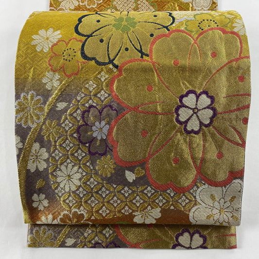 袋帶 秀品級 樱花 七寶 金絲 金金箔 金 六通 純蠶絲