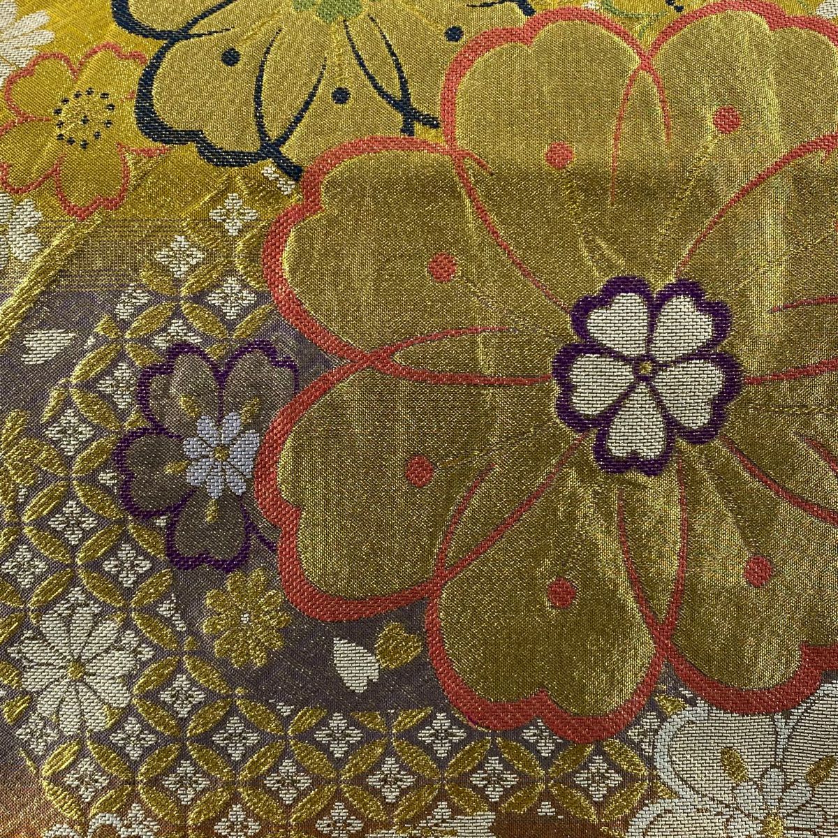 袋帶 秀品級 樱花 七寶 金絲 金金箔 金 六通 純蠶絲