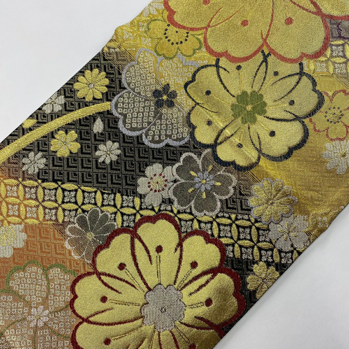 袋帶 秀品級 樱花 七寶 金絲 金金箔 金 六通 純蠶絲