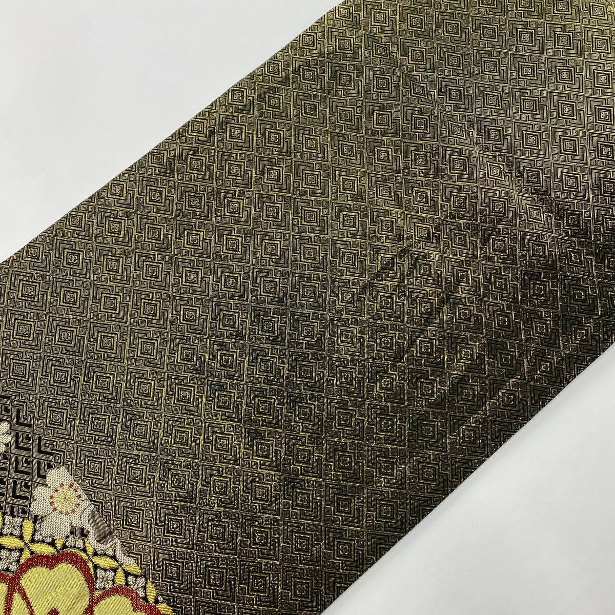 袋帶 秀品級 樱花 七寶 金絲 金金箔 金 六通 純蠶絲