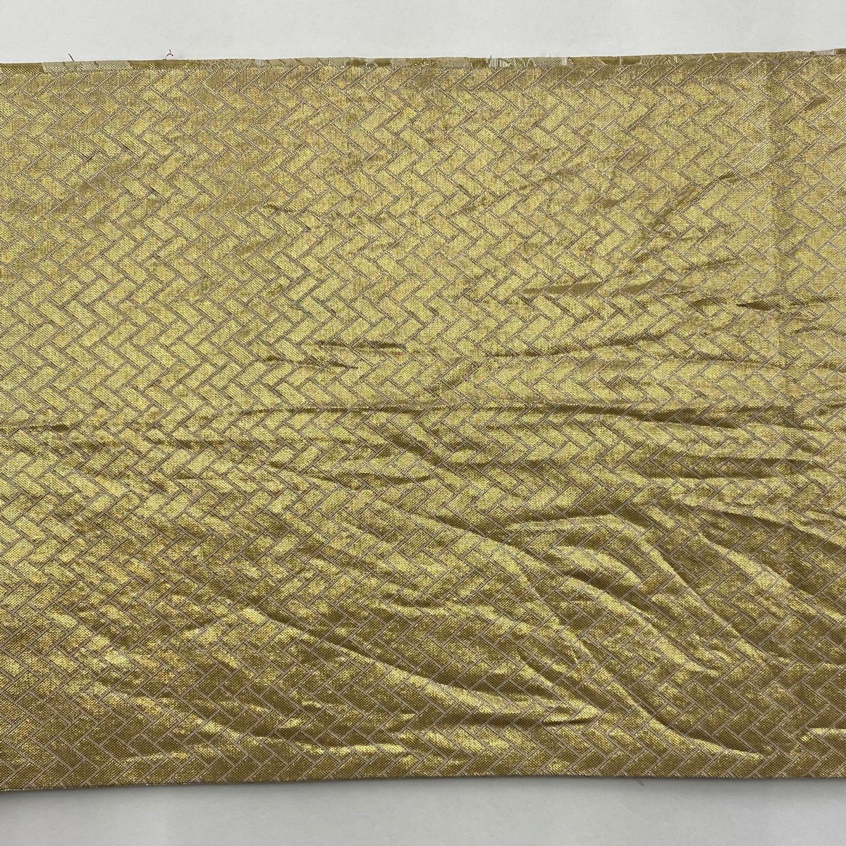 袋帶 秀品級 振袖禮服禮服用 幾何學圖案 草花紋紋 金絲 金金箔 金 六通 純蠶絲