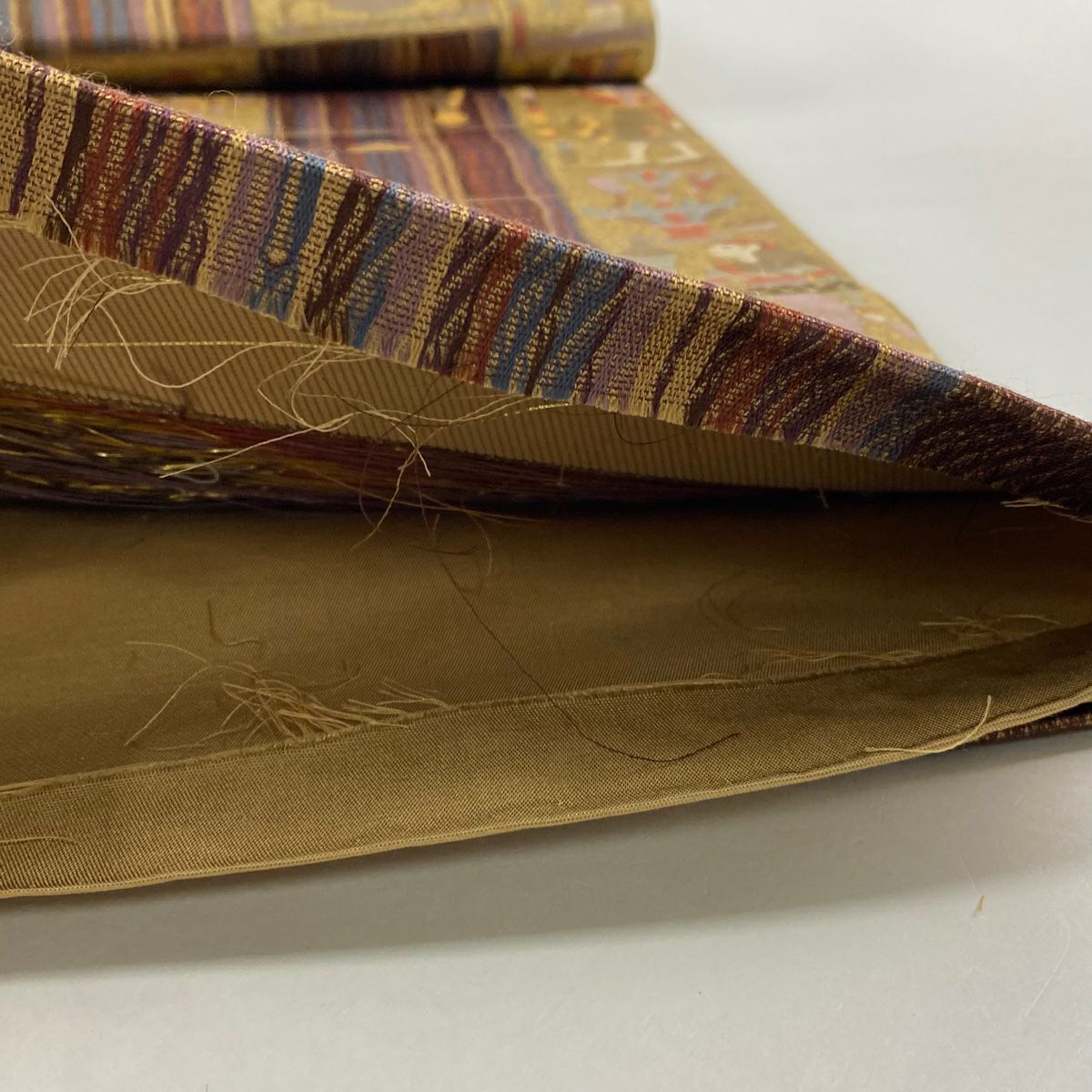 【美品】 袋帶 秀品級 科普特圖案 金金箔 金色 六通 純蠶絲