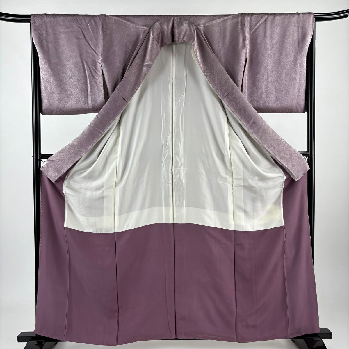 灰紫留袖禮服 身長161.5cm 袖長66cm M 雙層 萬壽菊花 地紋 金絲 金銀彩 純蠶絲 秀品級 一個紋