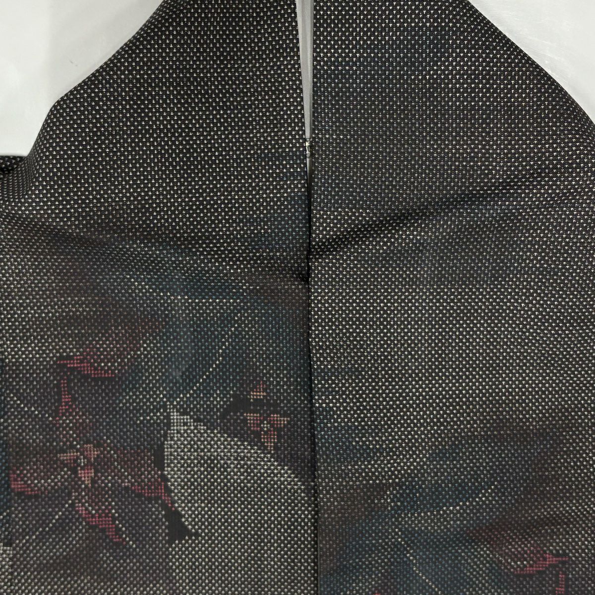 大島紬織 身長160.5cm 袖長65cm M 雙層 草木染 證書齊全 草花紋紋 焦茶 純蠶絲 美品 名品級