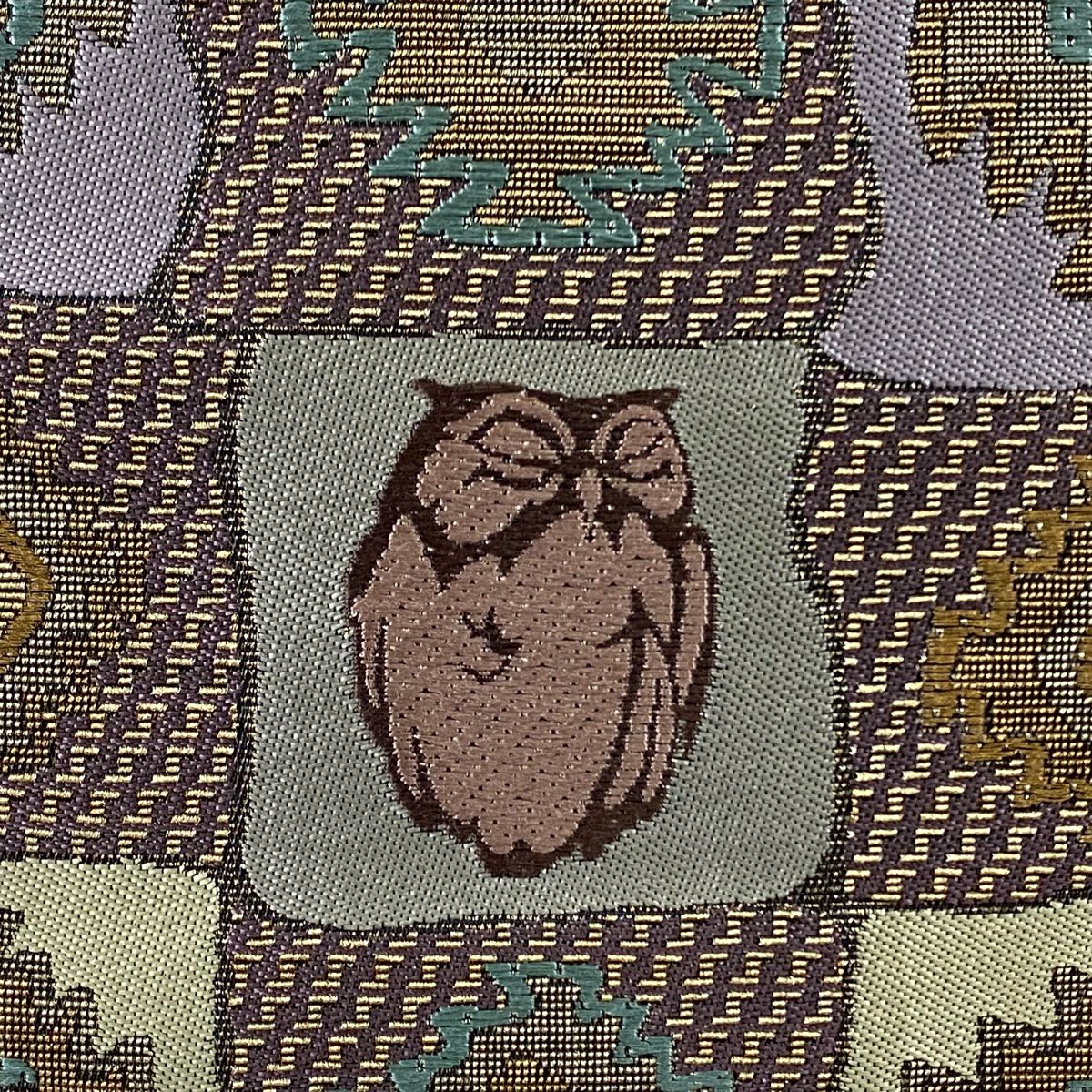 【庫存清倉】 袋帶 美品 名品級 木兔 幾何圖案 金絲 灰紫 六通 純蠶絲