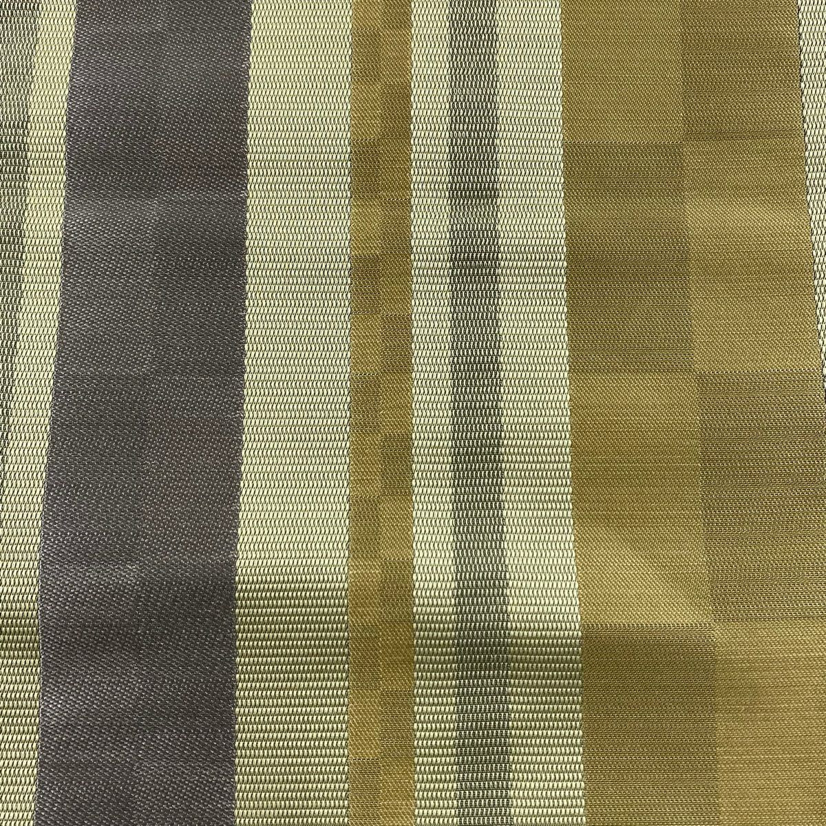 【庫存清倉】 袋帶 美品 名品級 條紋 變化市松樹 抹茶 深綠 全通 純蠶絲