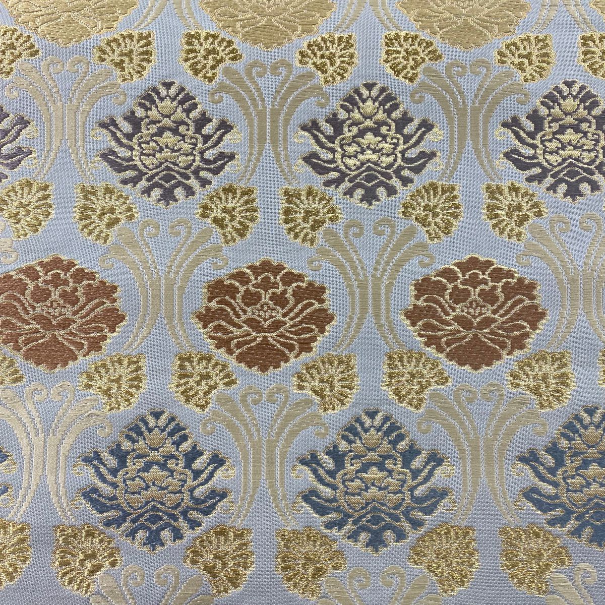 【庫存清倉】 袋帶 美品 名品級 牡丹 金糸 金金箔 灰色 六通 純蠶絲
