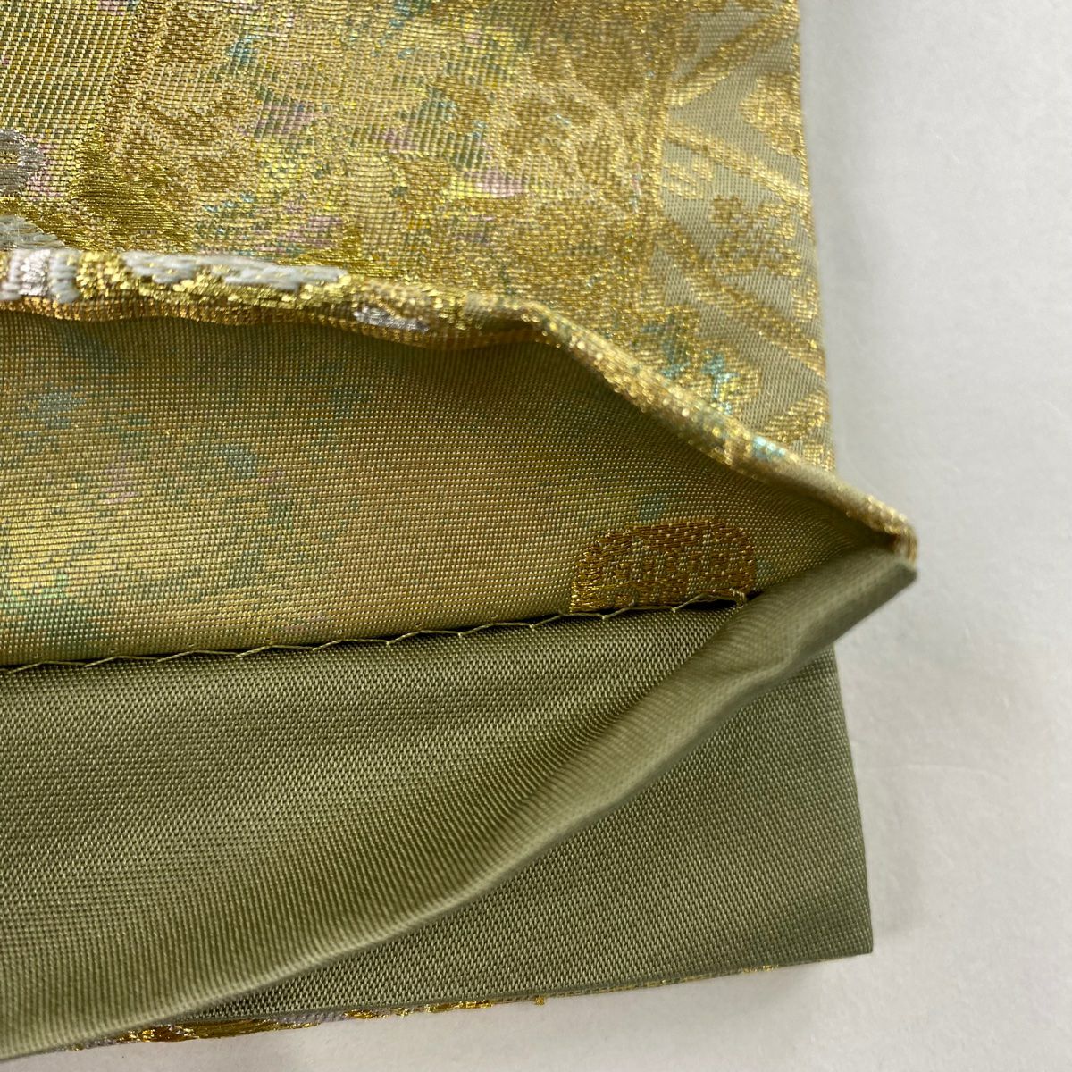 【庫存清倉】 袋帶 美品 名品級 附落款 篠屋宗兵衛 華紋 花唐草紋 金銀線 金金箔 金色 六通 純蠶絲