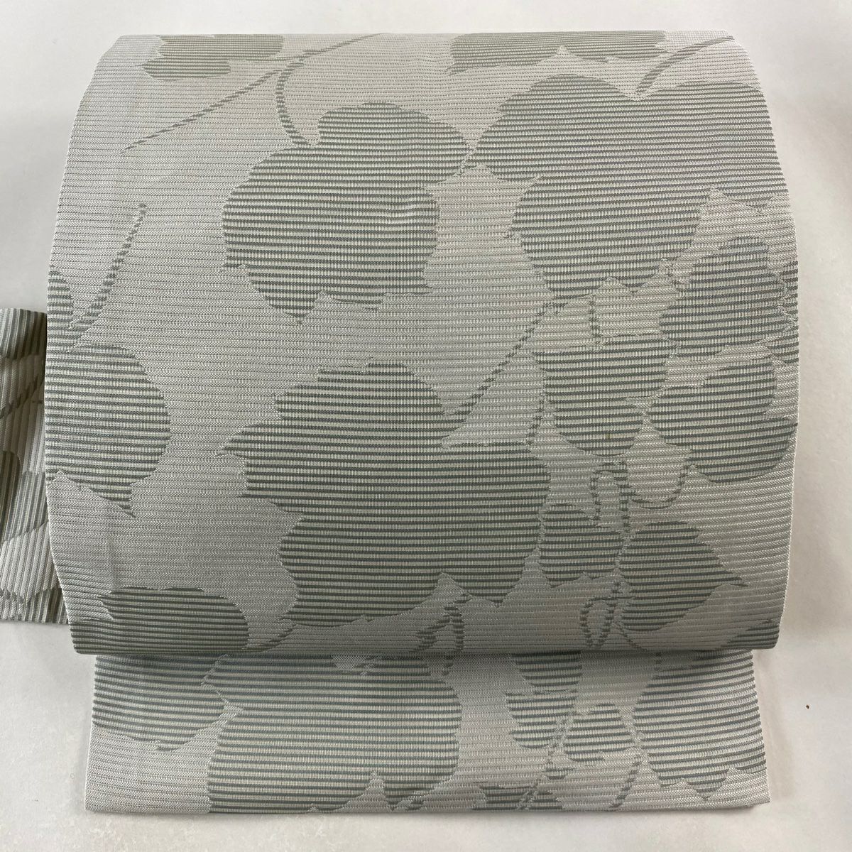 名古屋帶 秀品級 蔦 縞 灰 純蠶絲