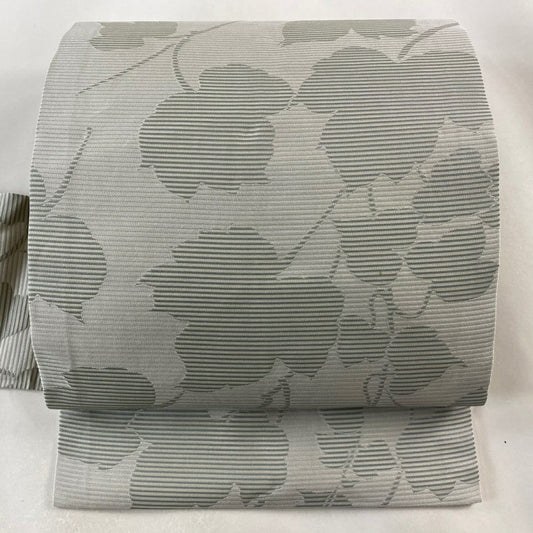 名古屋帶 秀品級 蔦 縞 灰 純蠶絲