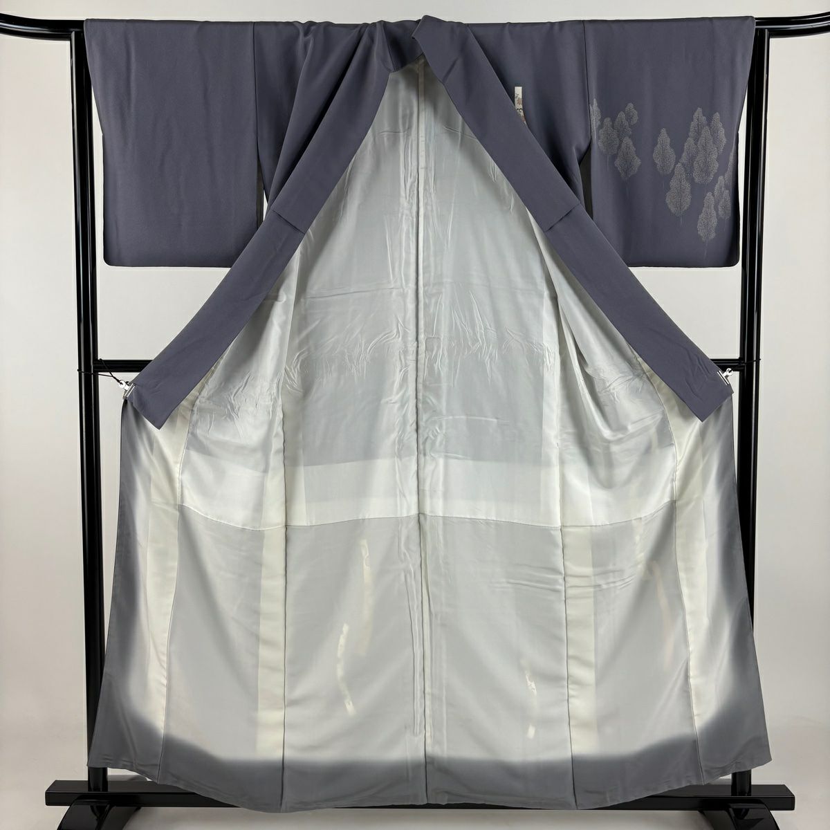 付下 身長157.5cm 袖長63cm S 雙層 樹木 菊花唐草紋 金絲 金銀彩 淺紫 純蠶絲 優品級 一個紋