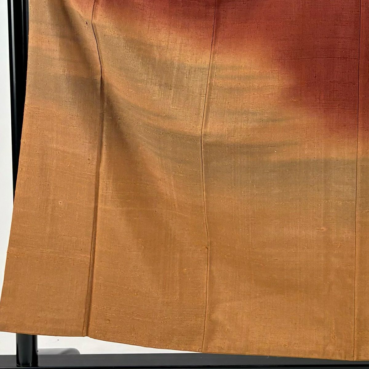 付下 身長156cm 袖長60.5cm S 雙層 紬織織 霞 漸層 紅茶 純蠶絲 秀品級 一個紋