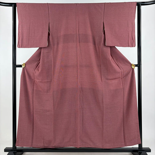 【美品】 江戶小紋 身長155cm 袖長61.5cm S 雙層 砂川建一 落款あり 角通し 深紅 純蠶絲 秀品級