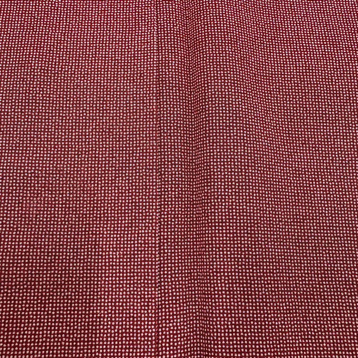 【美品】 江戶小紋 身長155cm 袖長61.5cm S 雙層 砂川建一 落款あり 角通し 深紅 純蠶絲 秀品級