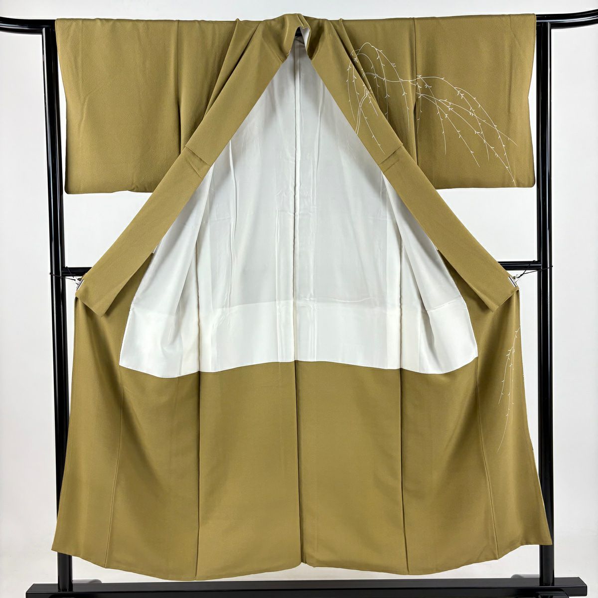 訪問服 身長150cm 袖長63cm S 雙層 風景 柳 金銀彩 漸層 茶 純蠶絲 秀品級