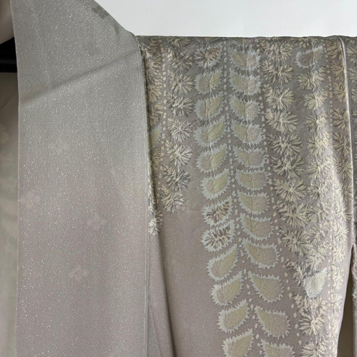 【美品】訪問服 身長154cm 袖長63cm S 雙層 吉乃一廉 落款あり 辻花染 芝 金銀彩 灰紫 純蠶絲 逸品級