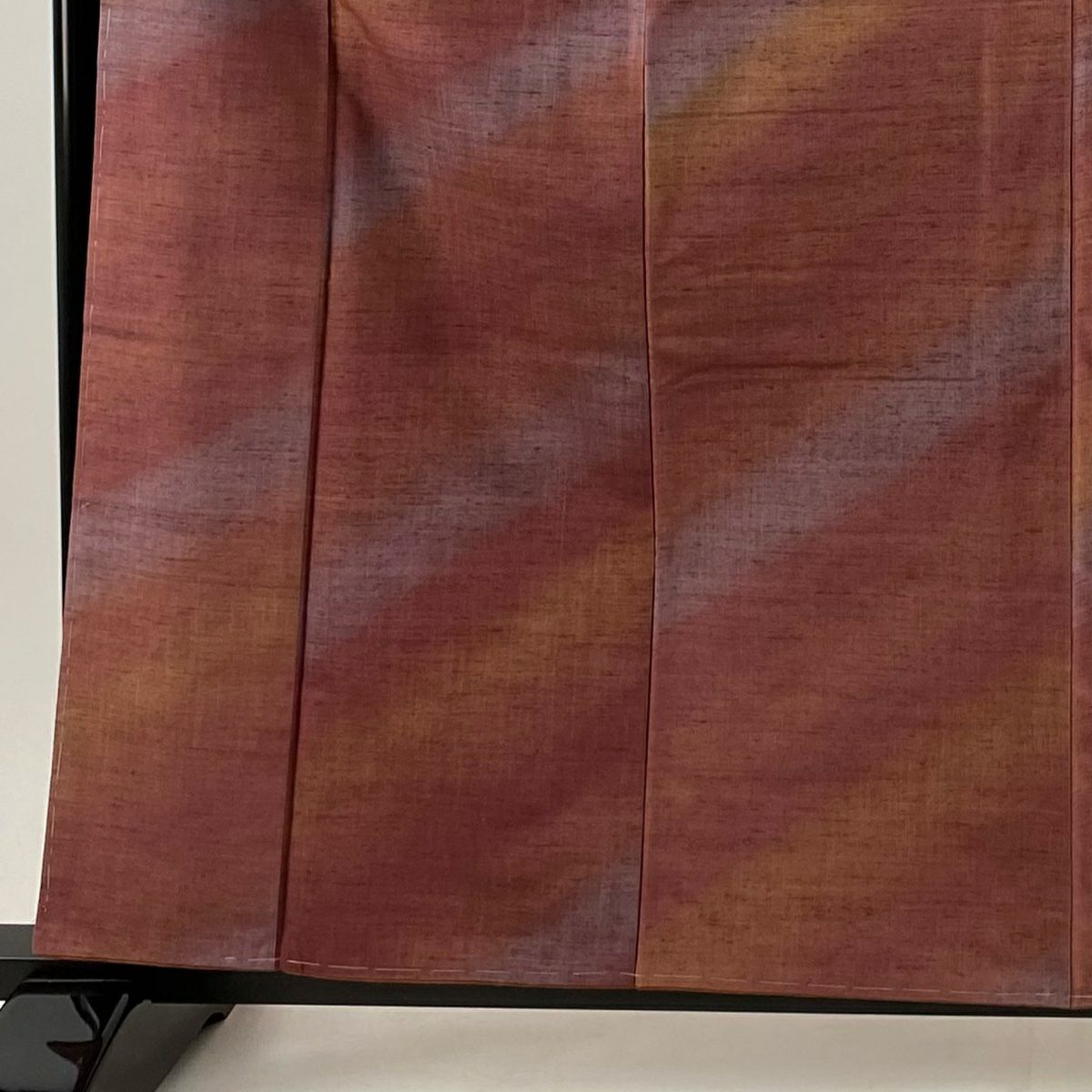 【美品】 紬織 身長160.5cm 袖長63.5cm S 雙層 斜暈染圖案 紅茶 純蠶絲 逸品級