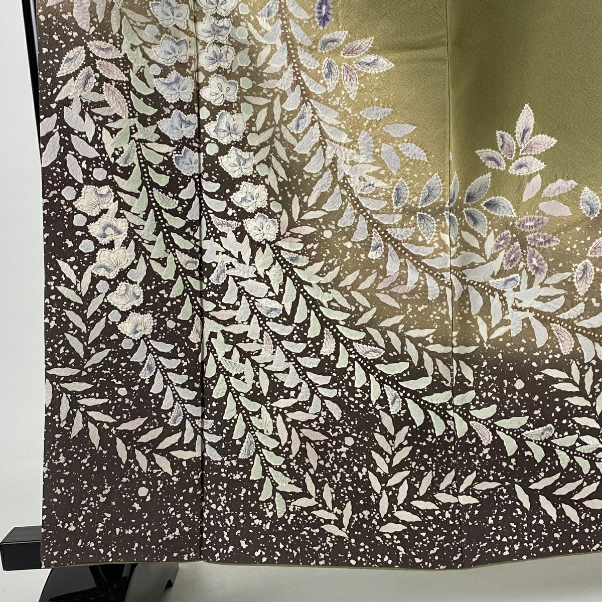 訪問服 身長160cm 袖長67cm M 雙層 落款有 辻花染圖案 漸層 絞染 灰綠 純蠶絲 逸品級
