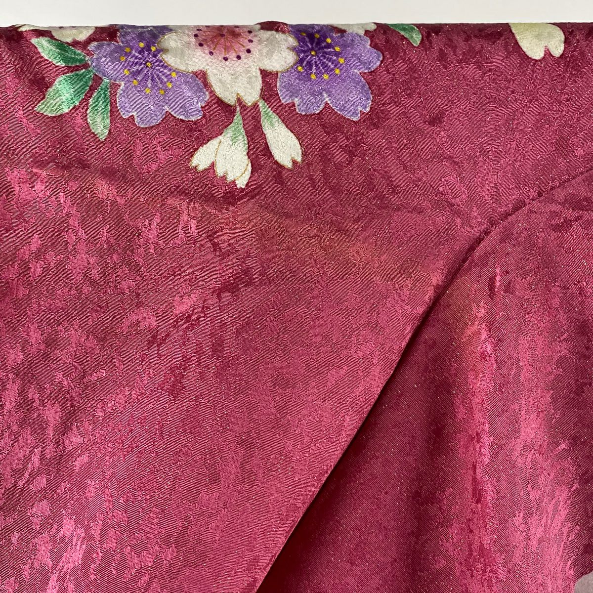 振袖禮服 身長159cm 袖長65.5cm M 雙層 鈴乃屋 樱花花瓣 金通 金絲 粉色 純蠶絲 逸品級