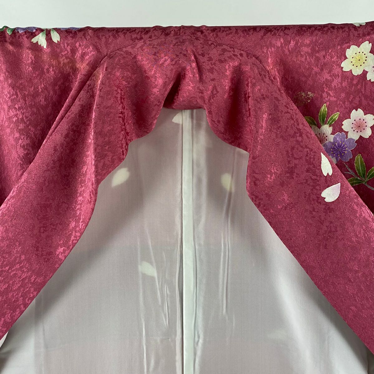 振袖禮服 身長159cm 袖長65.5cm M 雙層 鈴乃屋 樱花花瓣 金通 金絲 粉色 純蠶絲 逸品級