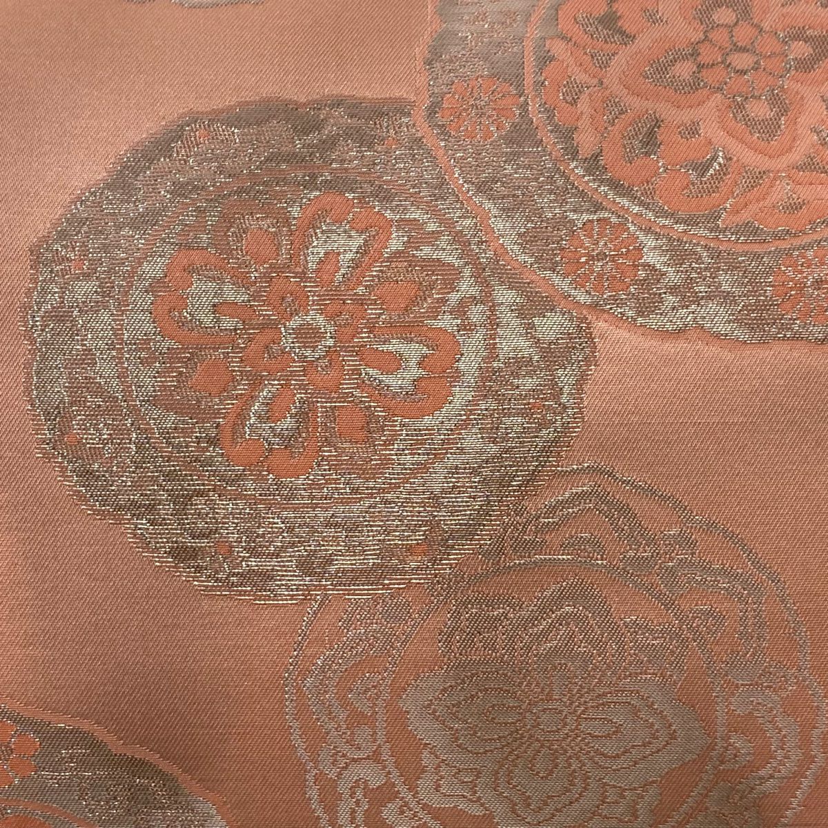 【美品】 名古屋帶 優品級 華紋 金銀彩 粉紅 純蠶絲