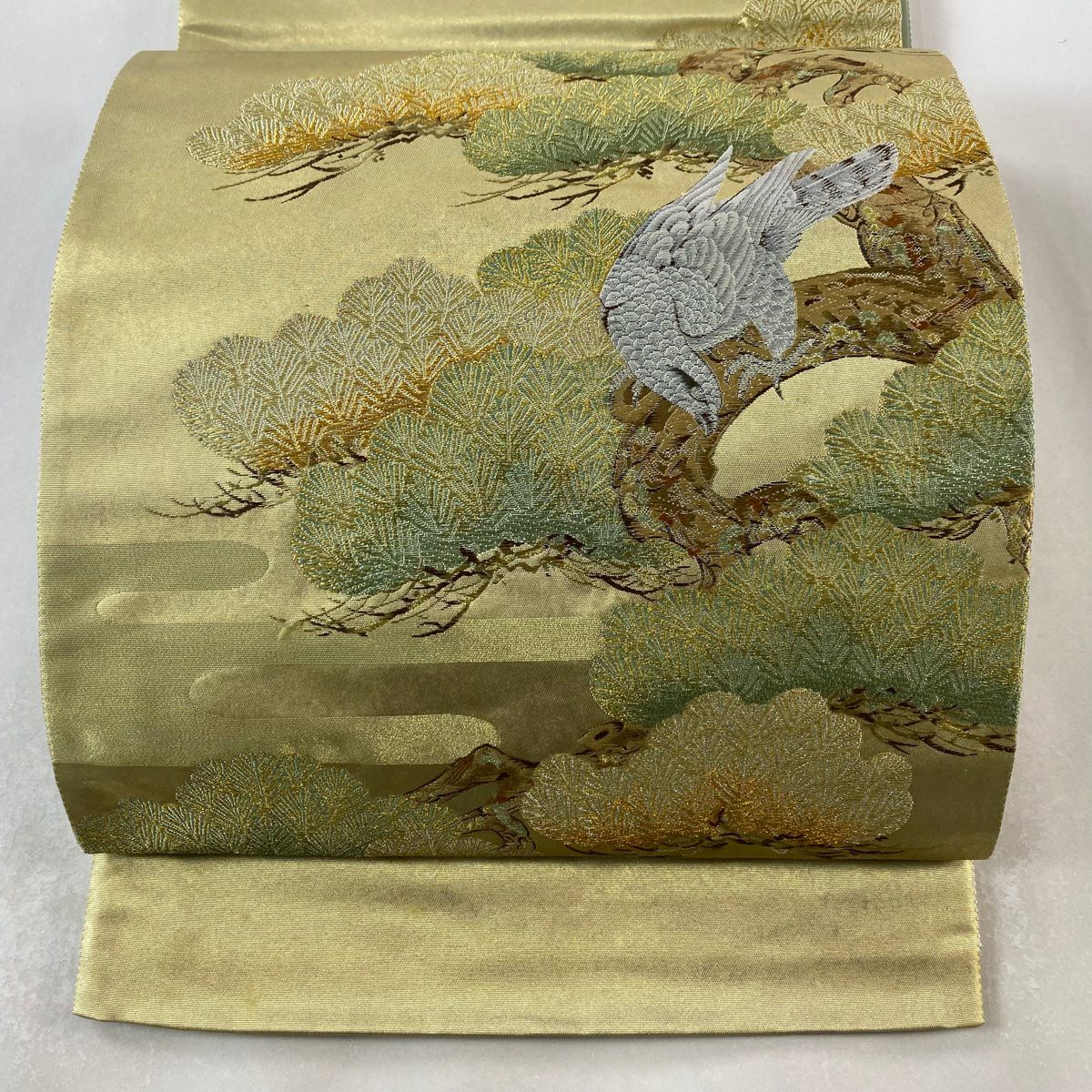 袋帶 逸品級 富屋織物 證書附帶 吉祥結 蘇松樹鷹文 金金箔 金銀彩 金色 大鼓圖案 純蠶絲