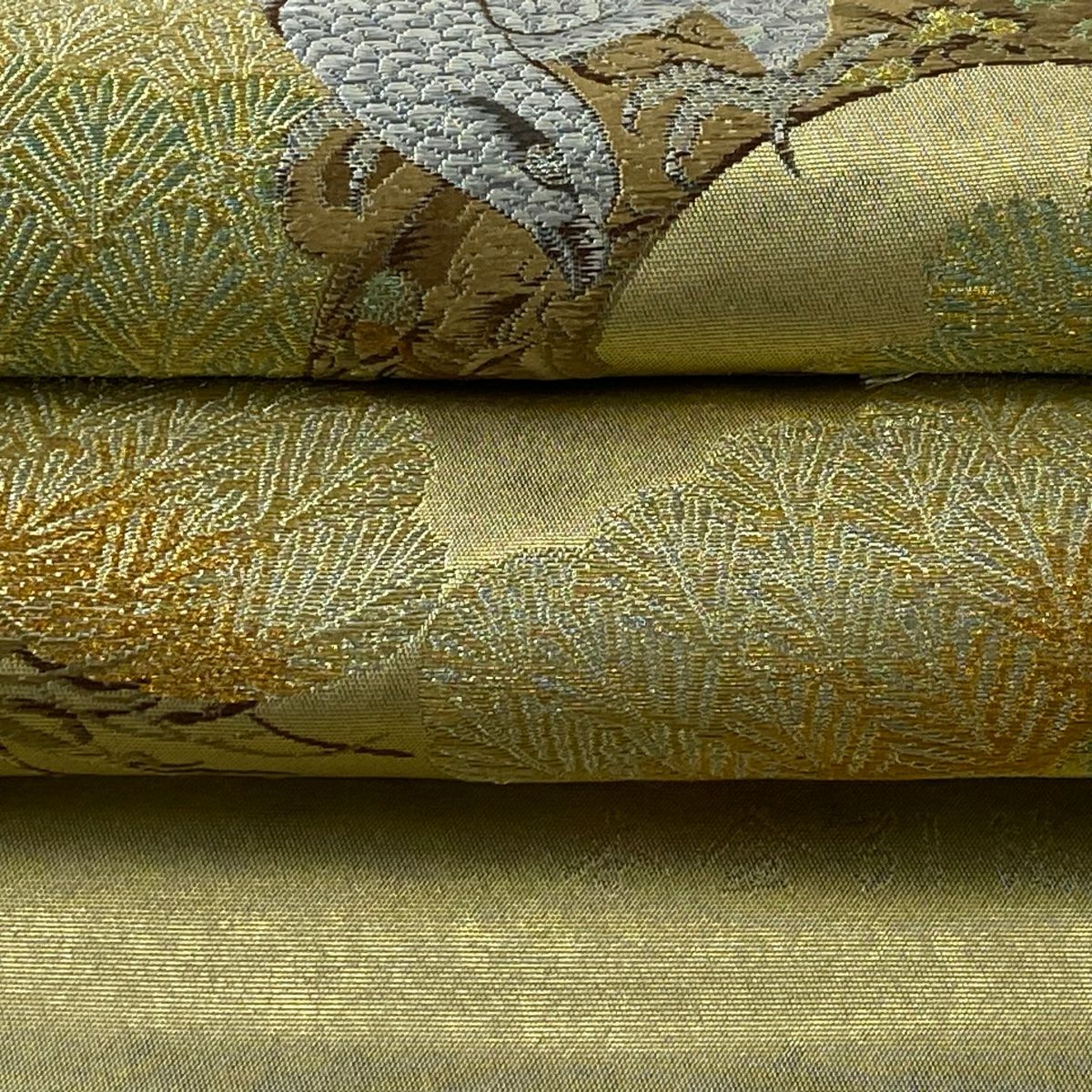 袋帶 逸品級 富屋織物 證書附帶 吉祥結 蘇松樹鷹文 金金箔 金銀彩 金色 大鼓圖案 純蠶絲