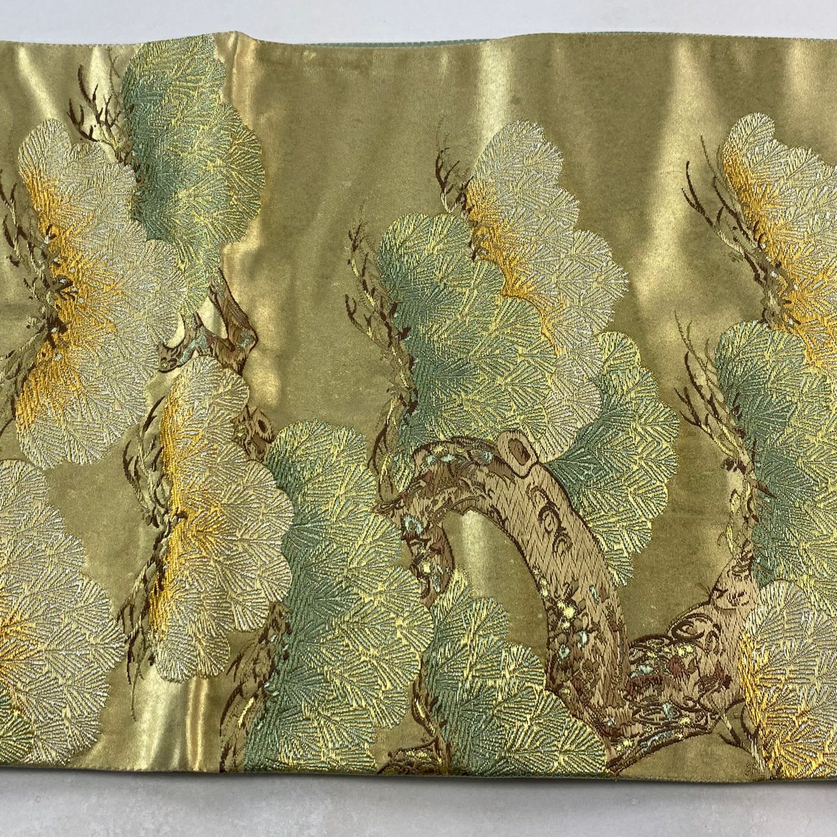 袋帶 逸品級 富屋織物 證書附帶 吉祥結 蘇松樹鷹文 金金箔 金銀彩 金色 大鼓圖案 純蠶絲