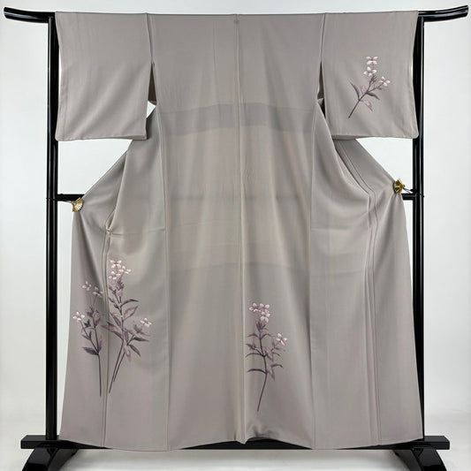 付下 身長158cm 袖長64.5cm M 雙層 枝花 薄小豆 純蠶絲 秀品級 一個紋