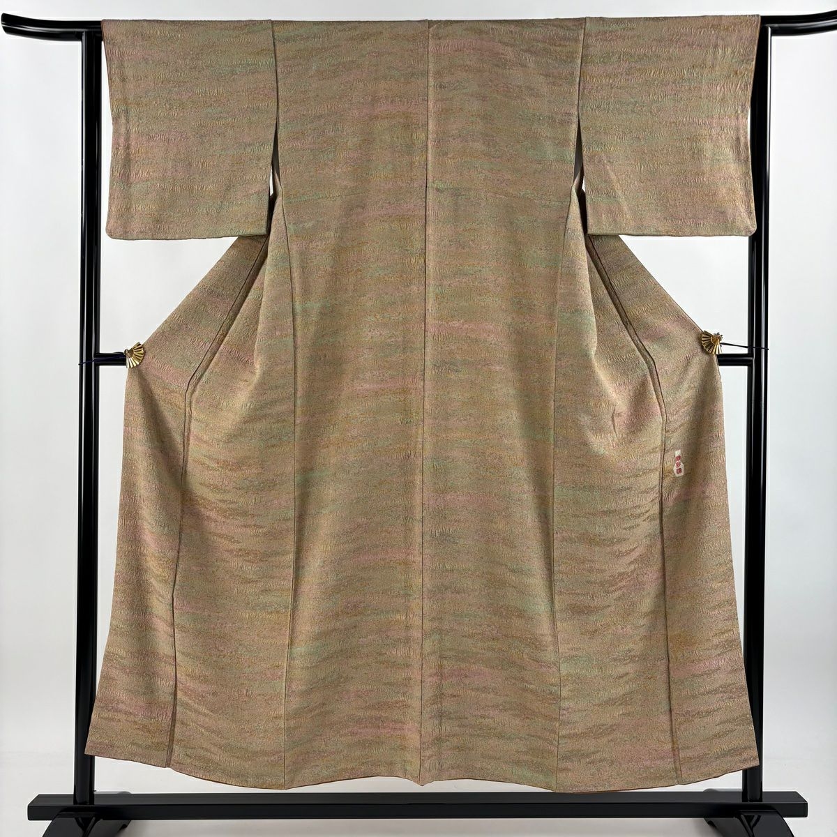 小紋 身長153cm 袖長62cm S 雙層 陶彩染 霞 薄茶 純蠶絲 美品 名品級