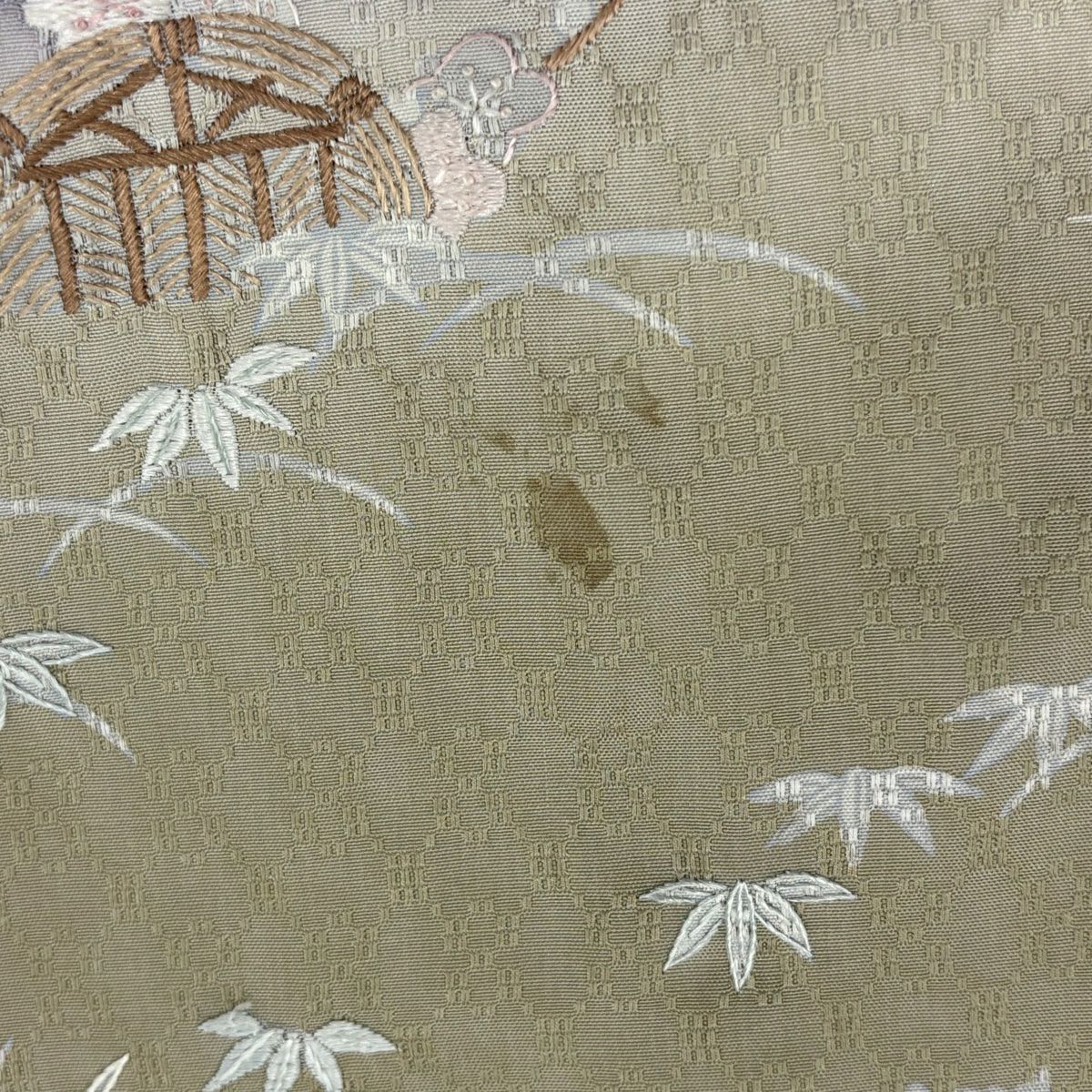 訪問服 身長162cm 袖長61cm S 雙層 家屋 松樹竹子梅花 刺繡 染分 灰紫 純蠶絲 名品級