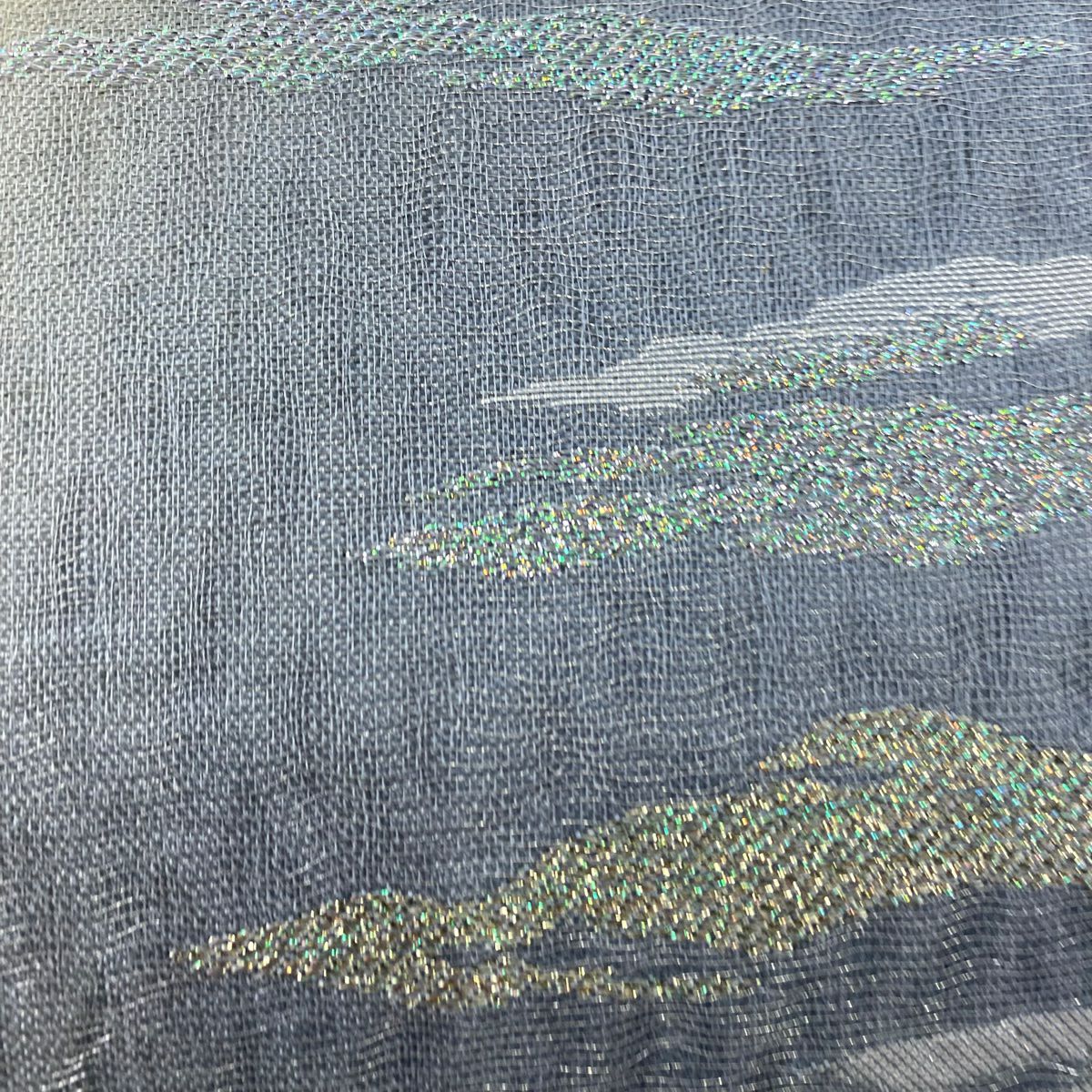 【庫存清倉】 【美品】 袋帶 名品級 霞 銀通 金金箔 灰紫 全通 純蠶絲