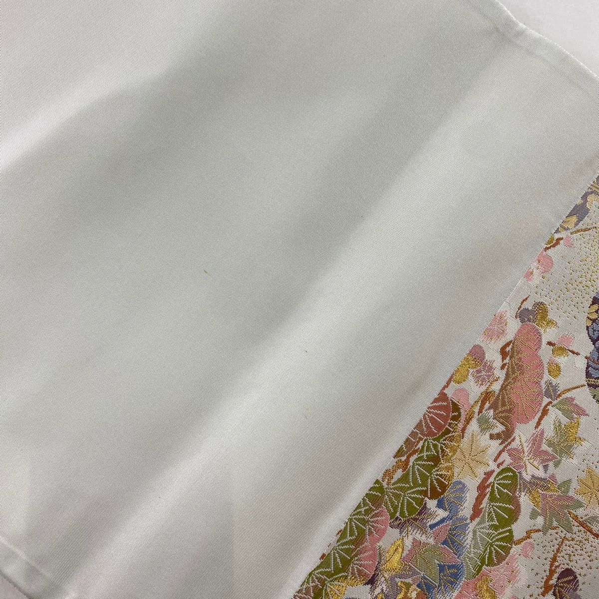 【庫存清倉】 【美品】 袋帶 名品級 蜀江華紋 花菱 金糸 金金箔 灰紫 六通 純蠶絲