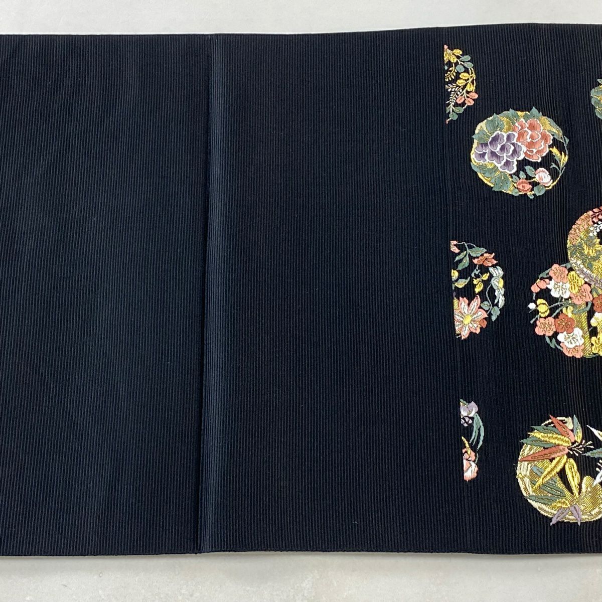 袋帶 美品 逸品級 金絲 金金箔 黑 六通 純蠶絲