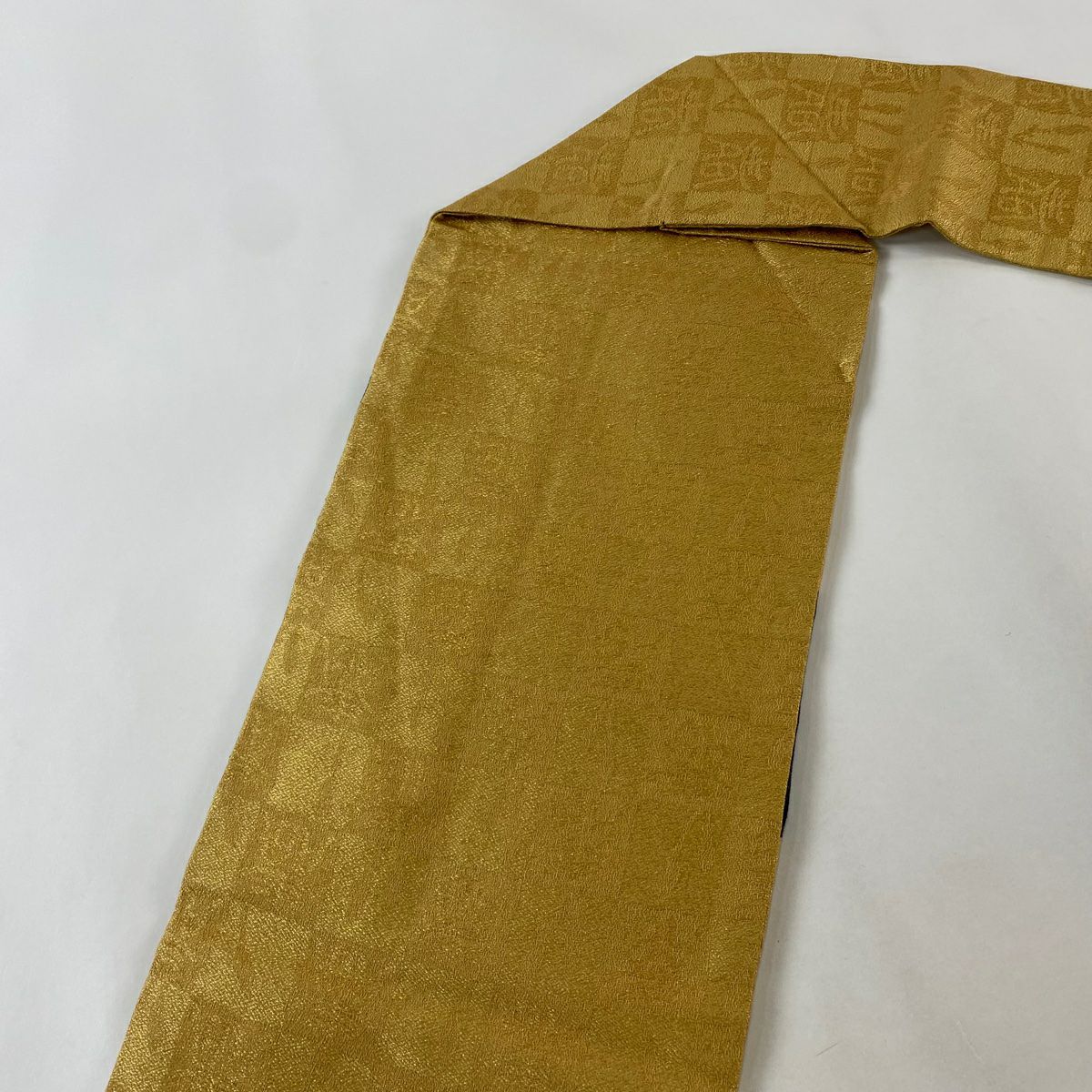 名古屋帶 美品 逸品級 菊花 花紋 疋田 金絲 金金箔 黃土色 純蠶絲