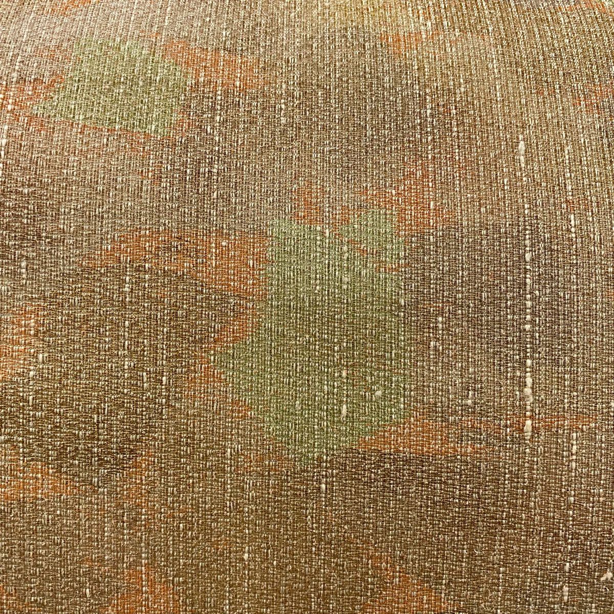【美品】 袋帶 秀品級 關西仕立 雜幾何圖案 銀通 薄茶 全通 純蠶絲