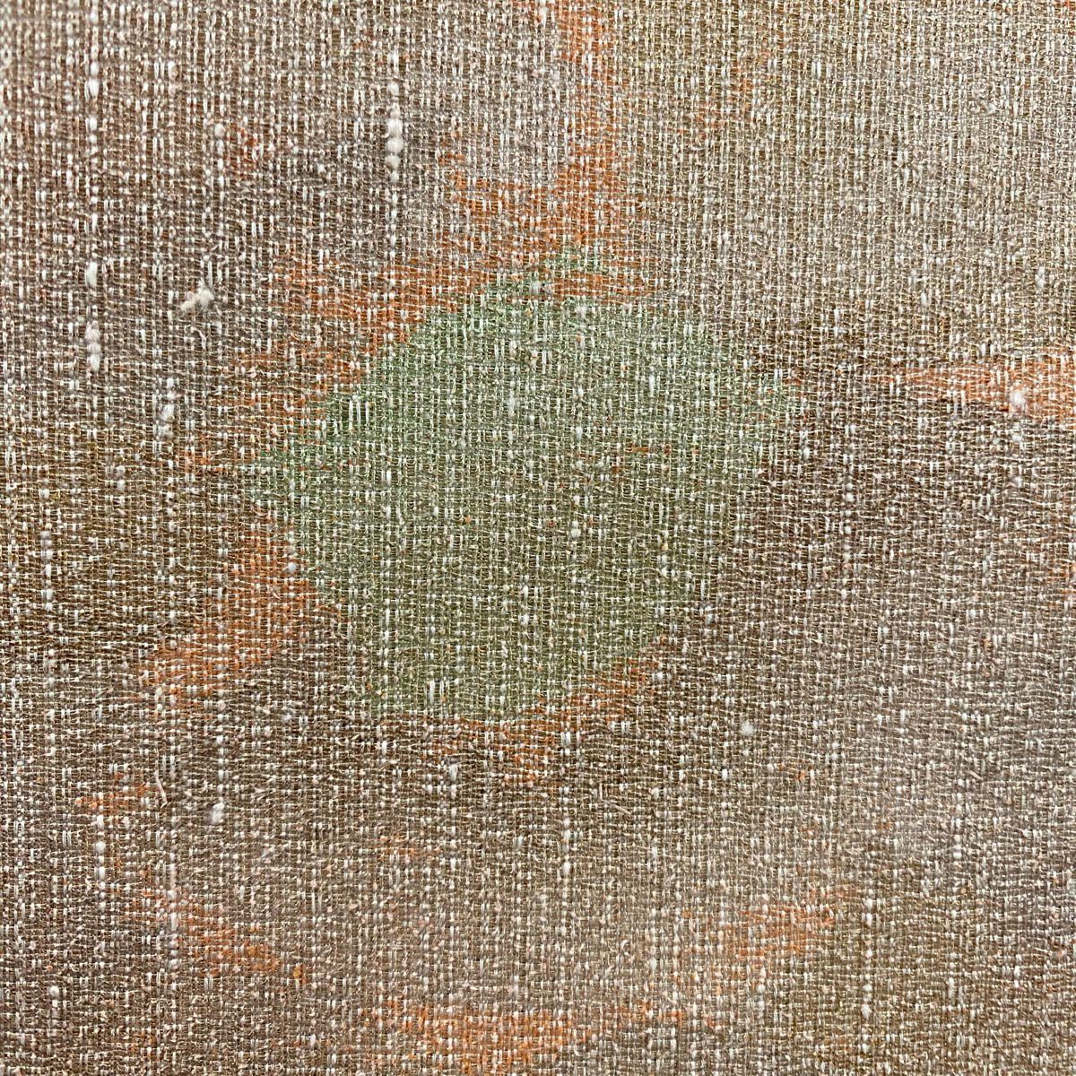 【美品】 袋帶 秀品級 關西仕立 雜幾何圖案 銀通 薄茶 全通 純蠶絲