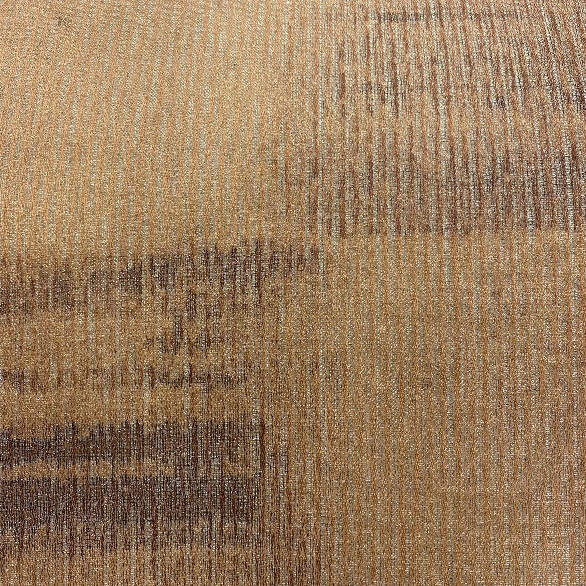 【美品】 袋帶 秀品級 落款あり 幾何學圖案 銀線 淺茶 全通 純蠶絲