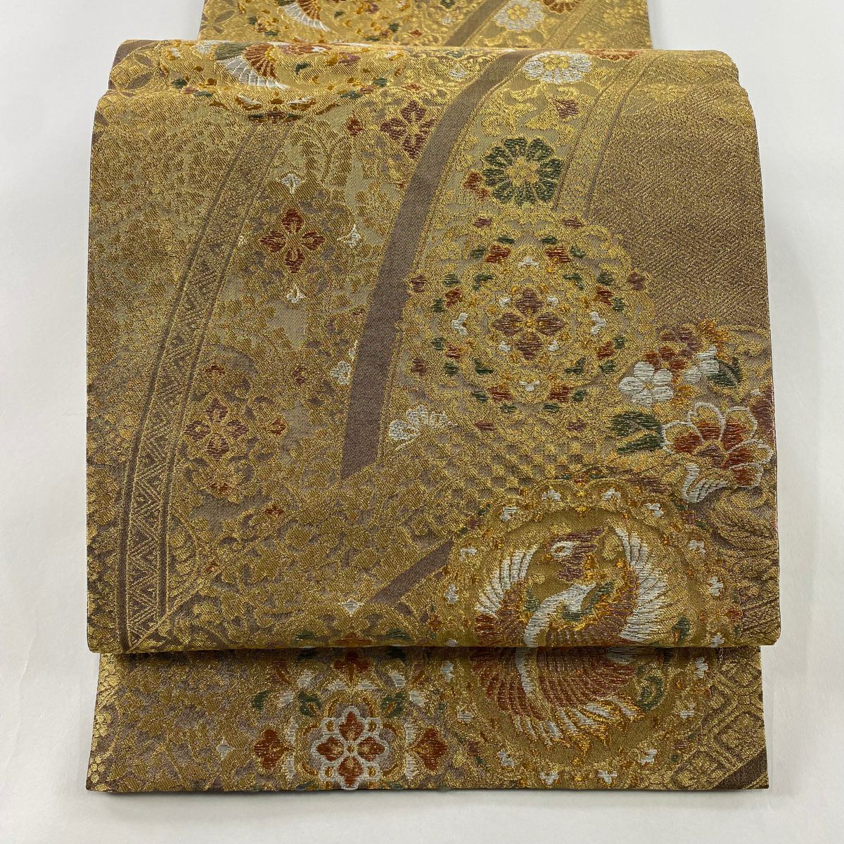 【美品】 袋帶 秀品級 金色 六通 純蠶絲