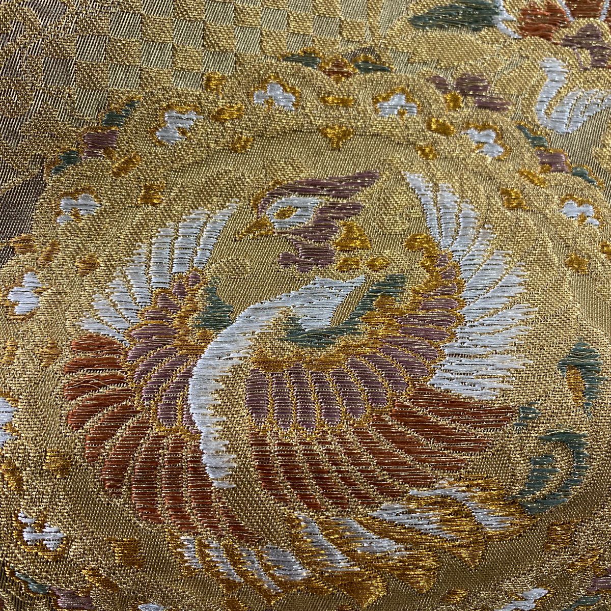 【美品】 袋帶 秀品級 金色 六通 純蠶絲