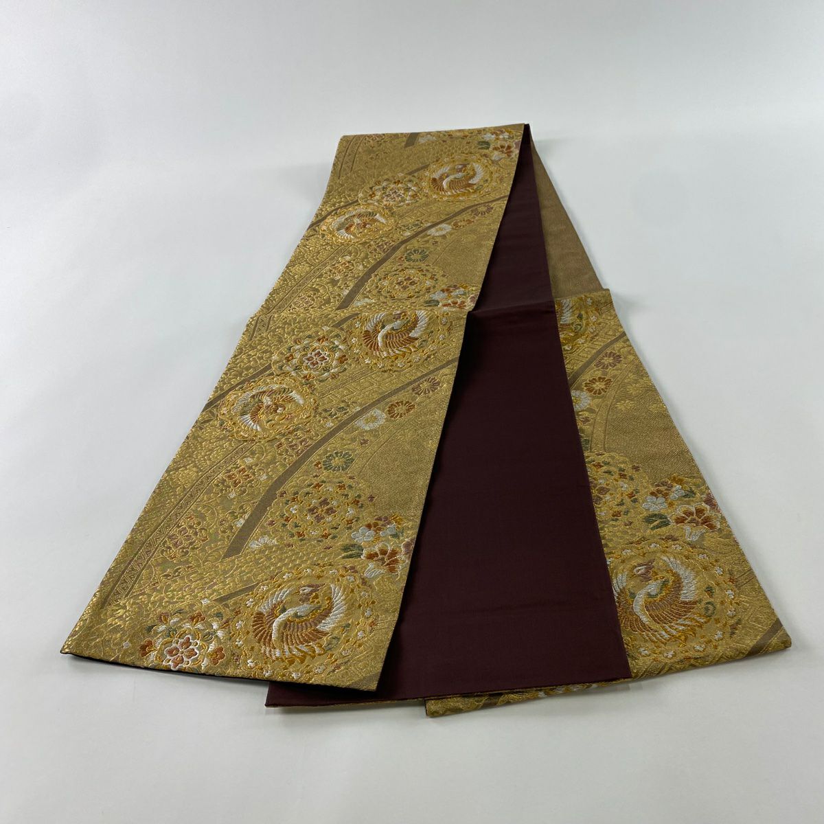 【美品】 袋帶 秀品級 金色 六通 純蠶絲