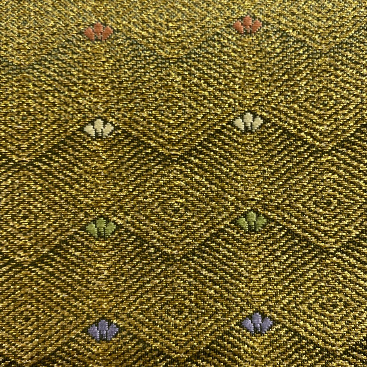 袋帶 秀品級 若松樹菱 入子菱 金糸 金色 六通 純蠶絲