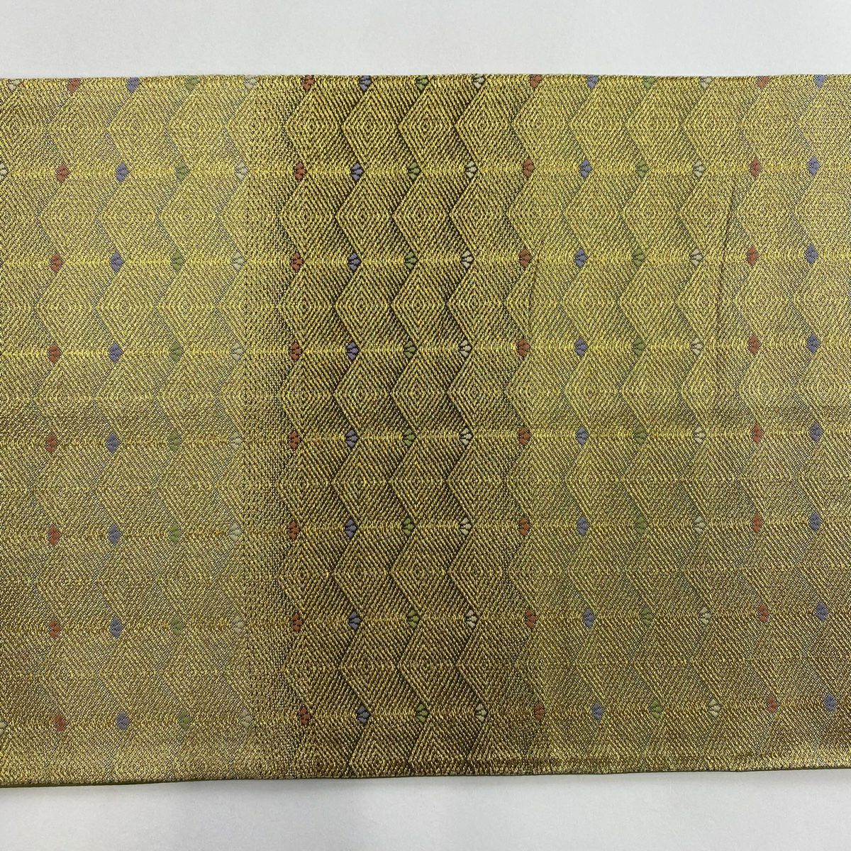 袋帶 秀品級 若松樹菱 入子菱 金糸 金色 六通 純蠶絲