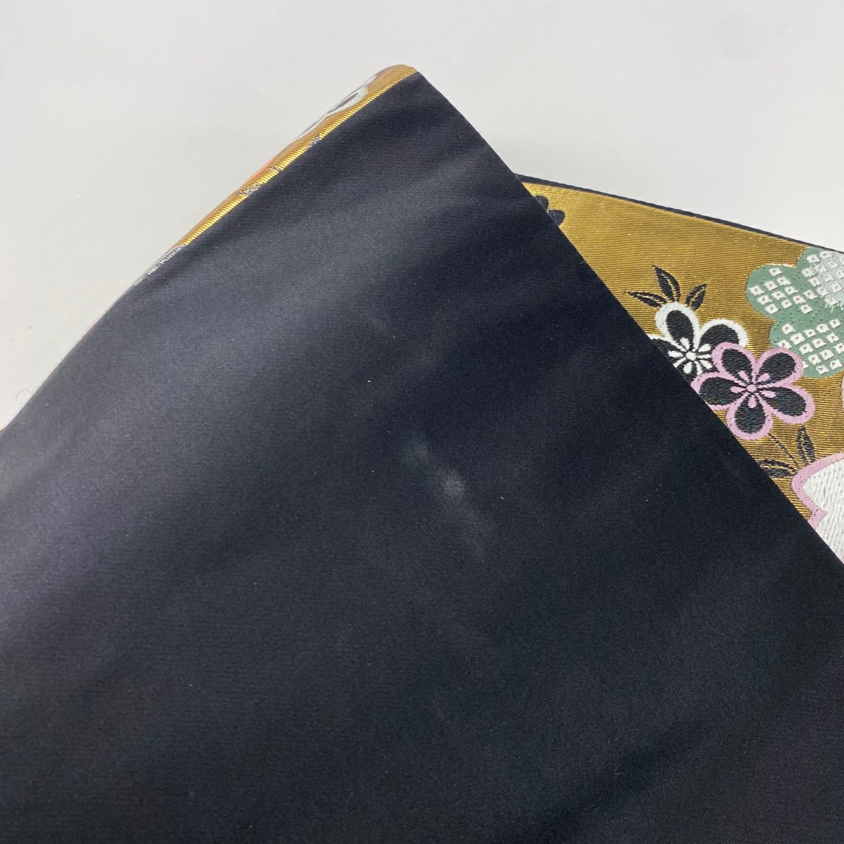 袋帶 秀品級 櫻花 格子 金絲 金金箔 銀 六通 純蠶絲