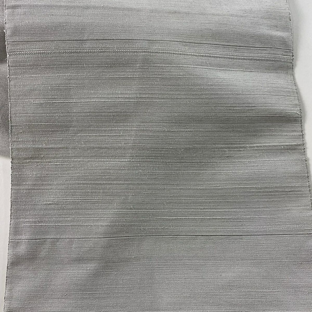 名古屋帶 秀品級 八寸名古屋帶 松樹葉仕立 雲紋 草花紋紋 灰色 純蠶絲