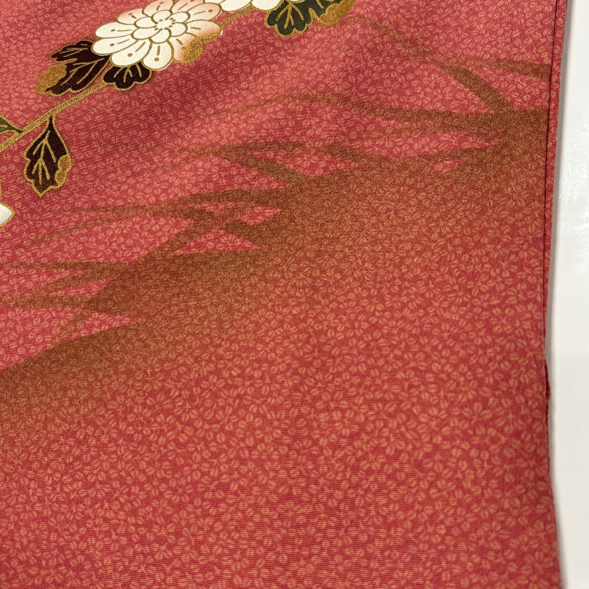 付下 身長158cm 袖長66.5cm M 雙層 菊花 草花紋紋 金彩裝飾 粉紅 純蠶絲 優品級