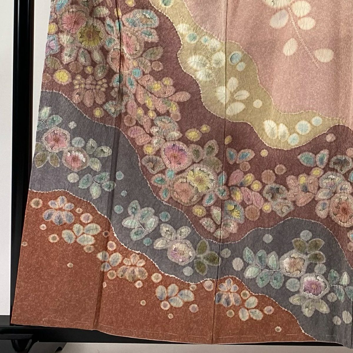【庫存清倉】訪問服 身長158cm 袖長63cm S 雙層 落款有 辻花染 漸層 鮭粉色 純蠶絲 名品級