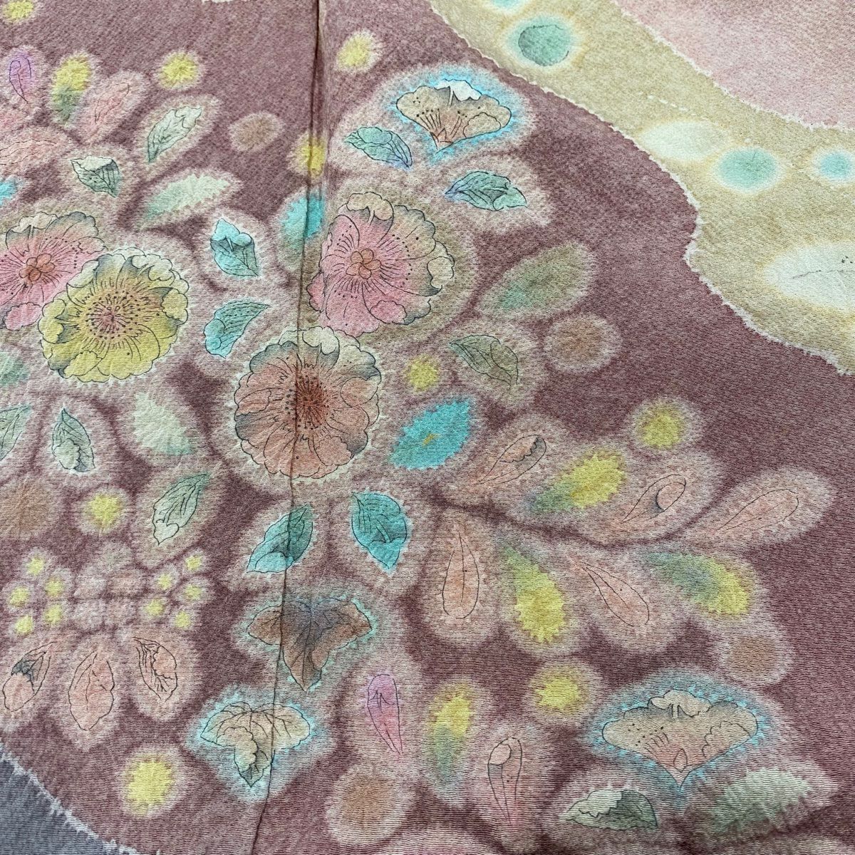 【庫存清倉】訪問服 身長158cm 袖長63cm S 雙層 落款有 辻花染 漸層 鮭粉色 純蠶絲 名品級