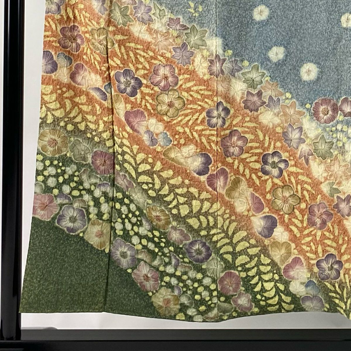 【庫存清倉】訪問服 身長153.5cm 袖長60cm S 雙層 辻花染 漸層 青灰 純蠶絲 名品級